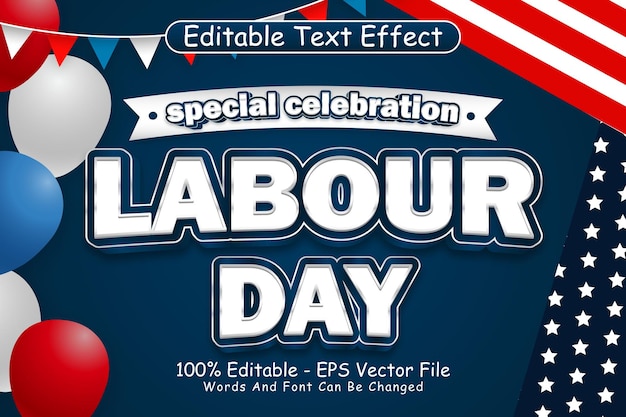 Special Celebration Labour Day Editable Text Effect 3 Dimension Emboss Modern Style