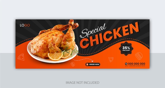 벡터 특별한 치킨 앰프 음식 메뉴 facebook 커버 템플릿