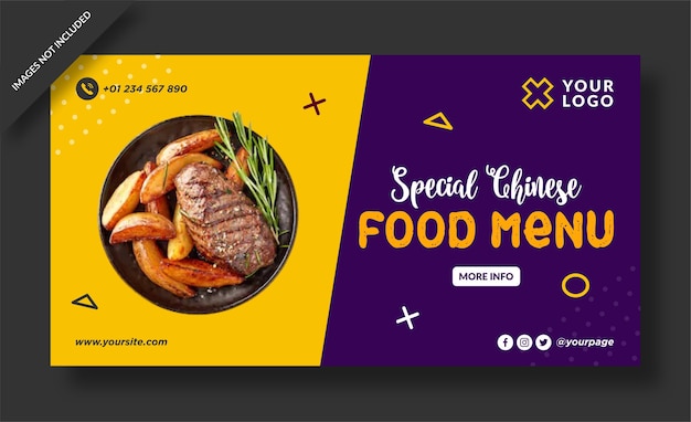 Special chinese food menu banner post social media design