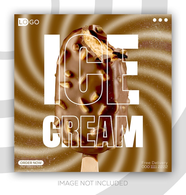 Special Chocolate ice cream social media banner post design template Premium vector