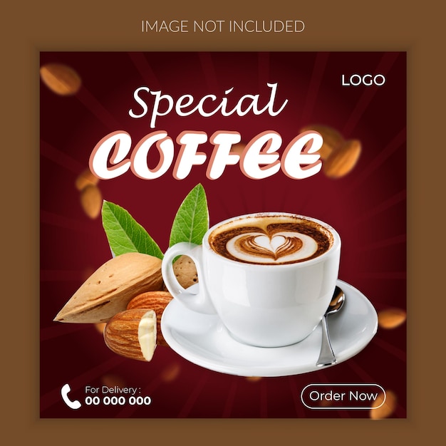 Vector special coffee hot drink menu social media post design vector hot drink social media post template