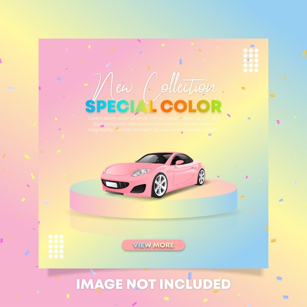 Modello di social media per auto sportive a colori speciali con podio