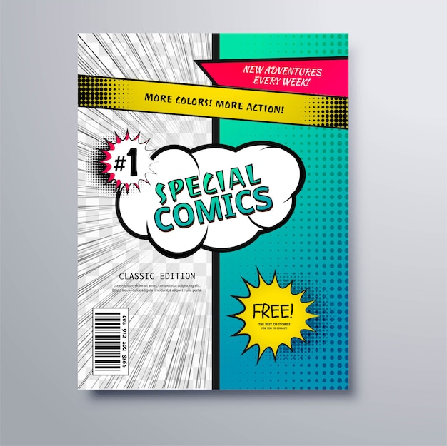 Special comic book cover template design