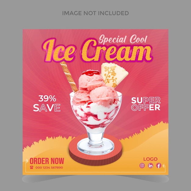 ベクトル 特別なクールなアイスクリームのソーシャルポストデザイン