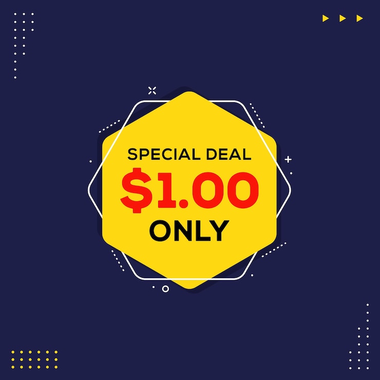 Vector special deal one dollar only discount offer banner sale