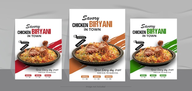 Vector special delicious biryani flyer design and restaurant fast food menu poster design template