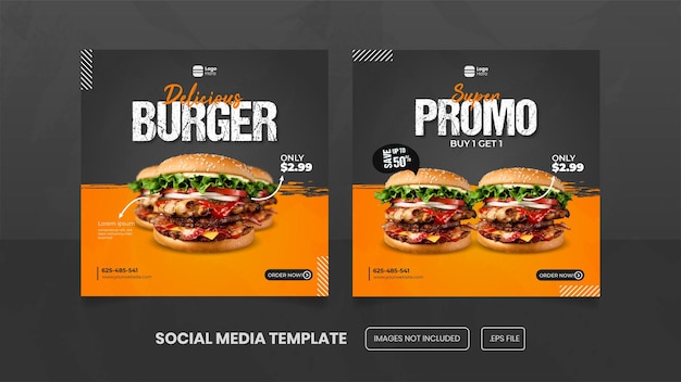 Special delicious burger social media banner post template premium eps