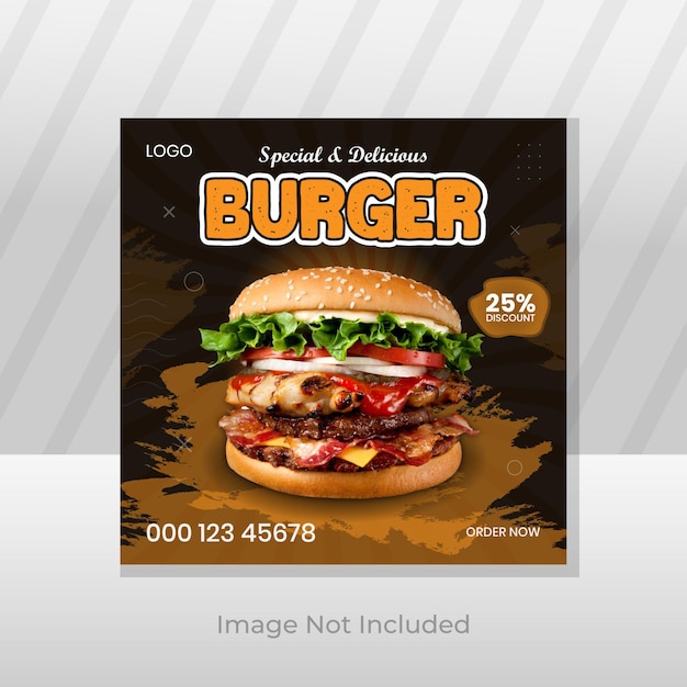 Special And Delicious Burger Social Media Design Vector Template