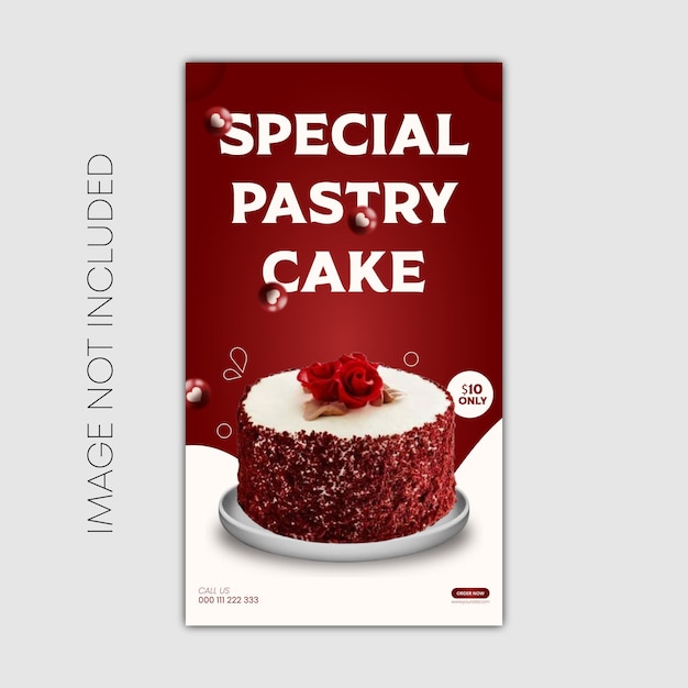 Vector special delicious cake social media stories design template