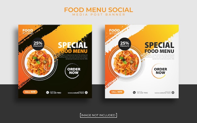 Speciale delizioso menu fast food modello di progettazione banner social media