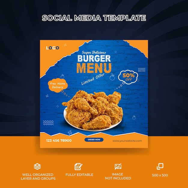 Special delicious Food menu and restaurant social media banner template