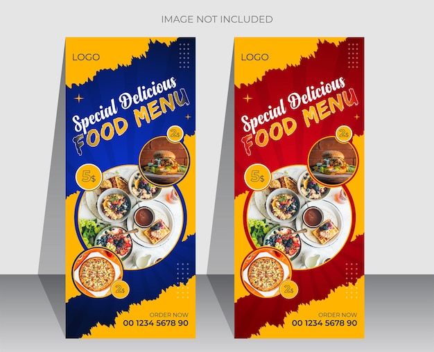 Special delicious food menu and restaurant x or roll up banner design template