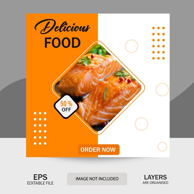 Special delicious food sale social media post template. Food Promotion Vector Illustration.