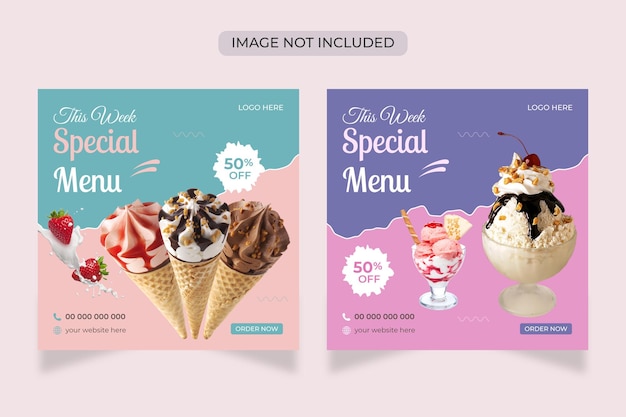 special delicious ice cream menu social media post template design