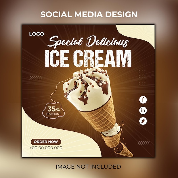 Special delicious ice cream social media banner or modern banner design template Premium Vector