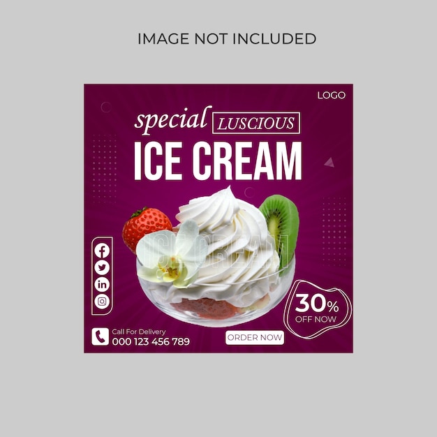 Special delicious ice cream social media banner post  template