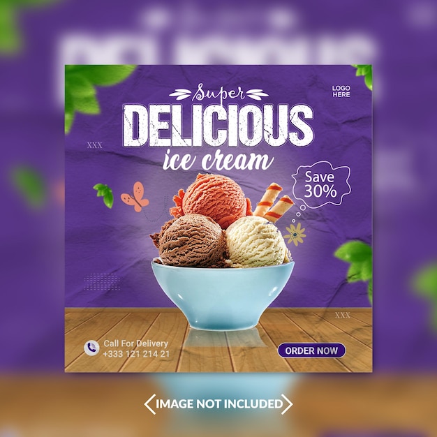 Special delicious ice cream and social media banner post template