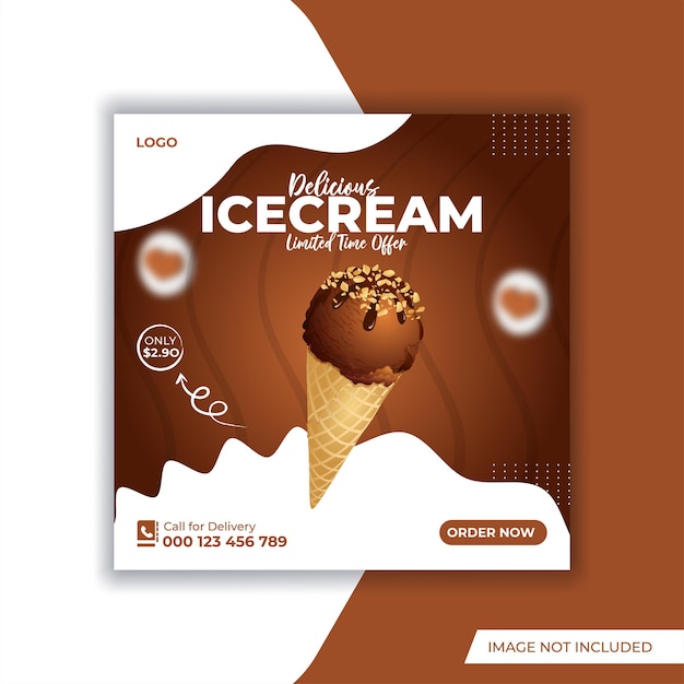 Speciale delizioso gelato post banner design sui social media