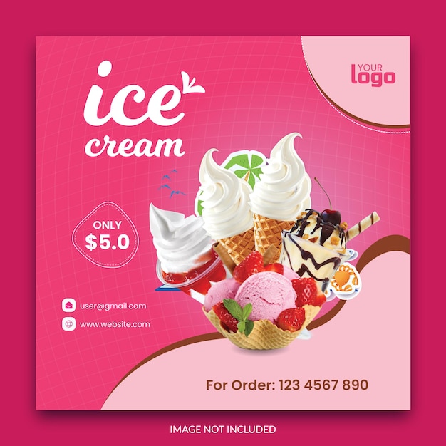 Special delicious ice cream social media post design template