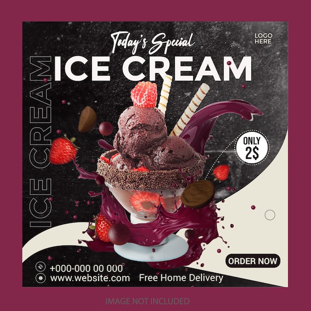 Special delicious ice cream social media post design template