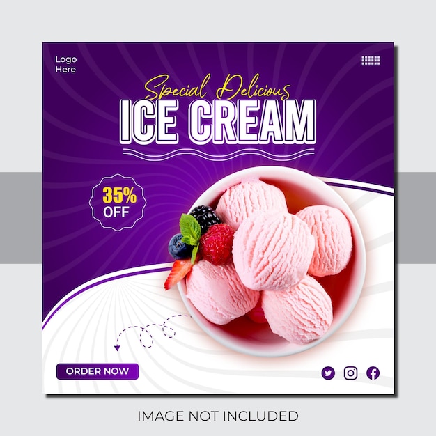 Vector special delicious ice cream social media post design