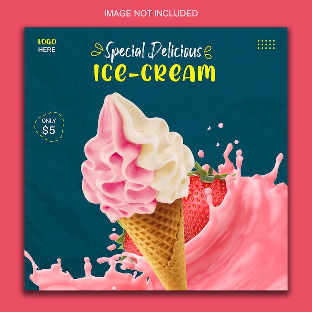 Special delicious ice cream social media post  design