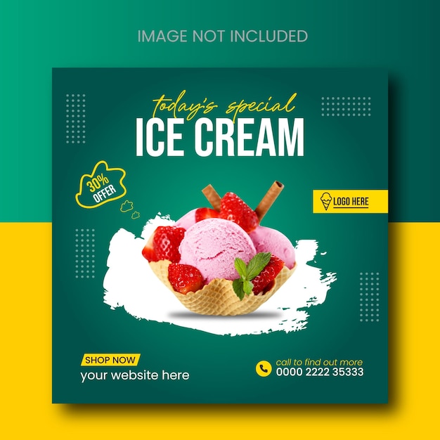 Special delicious ice cream social media promotional banner new post design template