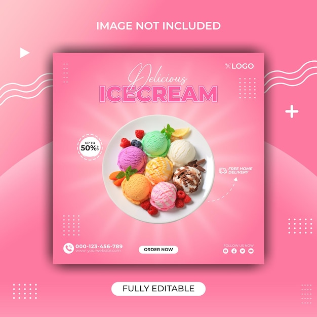 Special delicious ice cream social media template