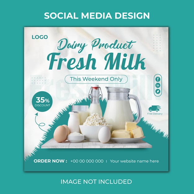 Vector special delicious milk social media post template or instagram banner design