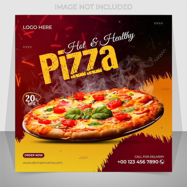 특별 맛있는 피자 메뉴 판촉 소셜 미디어 Instagram 포스트 템플릿