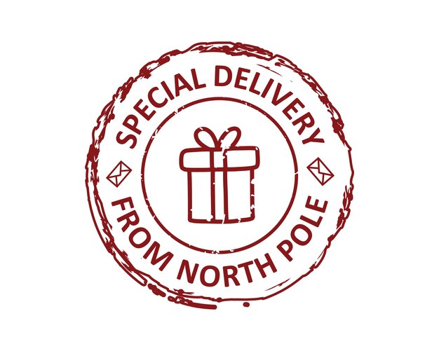 Special delivery from North Pole grunge rubber stamp design with white background