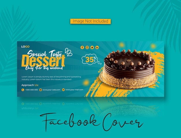 Modello di copertina dei social media del menu di cibo speciale per dessert