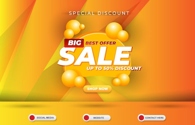 Special discount big sale template banner with blank space for product sale with abstract orange and yellow gradient background design