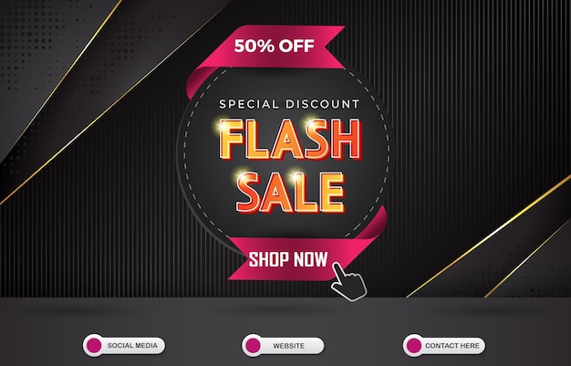 Special discount flash sale template banner with blank space for product sale with abstract black gradient background