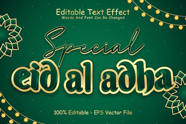 Special Eid Al Adha Editable Text Effect 3 Dimension Emboss Modern Style