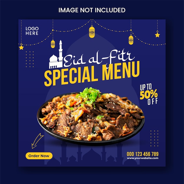 Special eid al fitr food menu social media post template