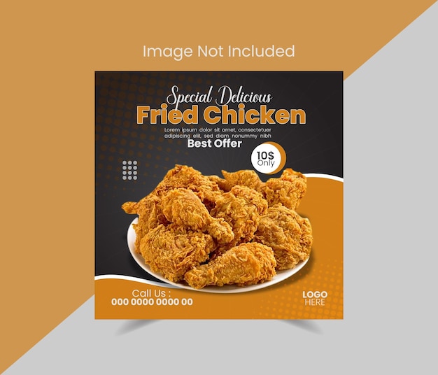 Cibo speciale e delizioso design di social media design di pollo fritto