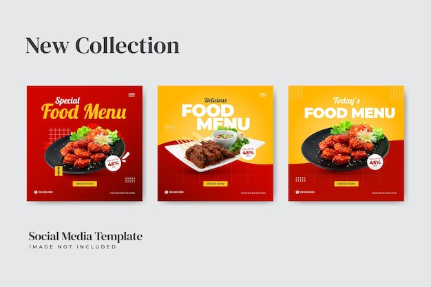 Специальная коллекция меню еды в социальных сетях