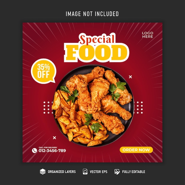 Special food social media feed post template premium vector