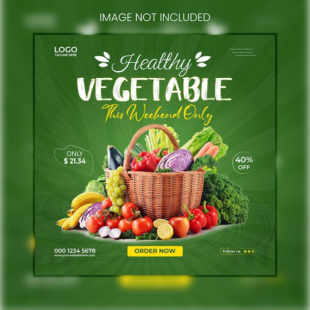 Vector special fresh healthy food and vegetable social media post template