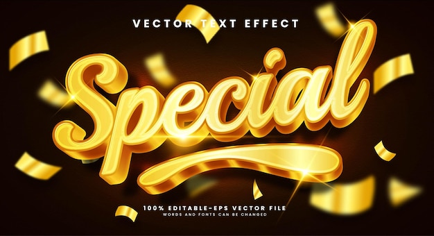 Speciale effetto testo vettoriale modificabile dorato con concetto di lusso