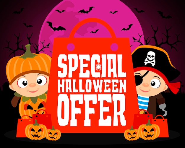 Vector special halloween offer design background