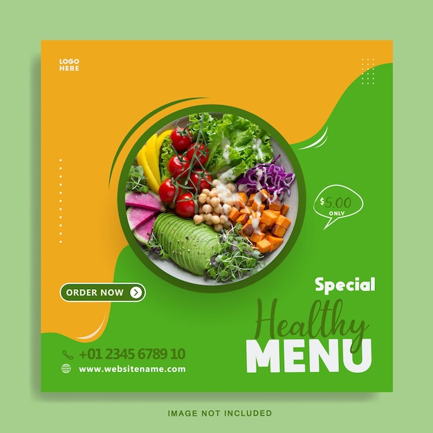 Special helathy food menu social media template instagram post