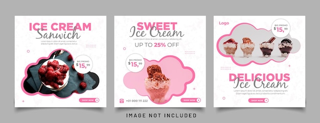 Special ice cream menu promotion social media post banner template