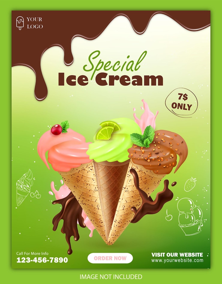 Vector special ice cream sale banner flyer