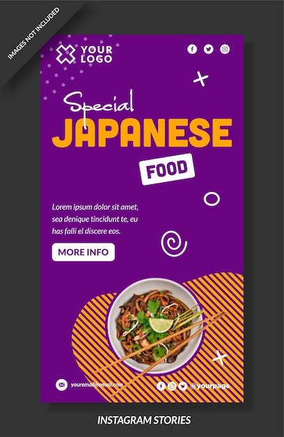 Vector special japanese food menu instagram stories template