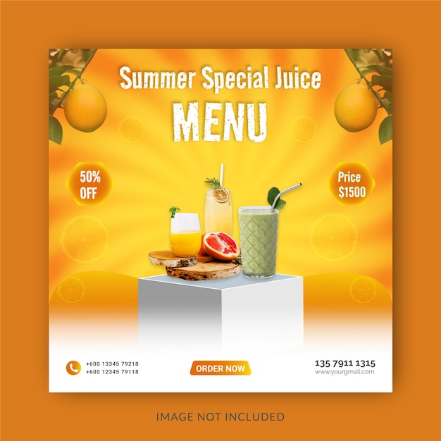 Special Juice Menu Instagram Banner Social Media Post Template