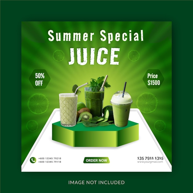 Special Juice Menu Instagram Banner Social Media Post Template