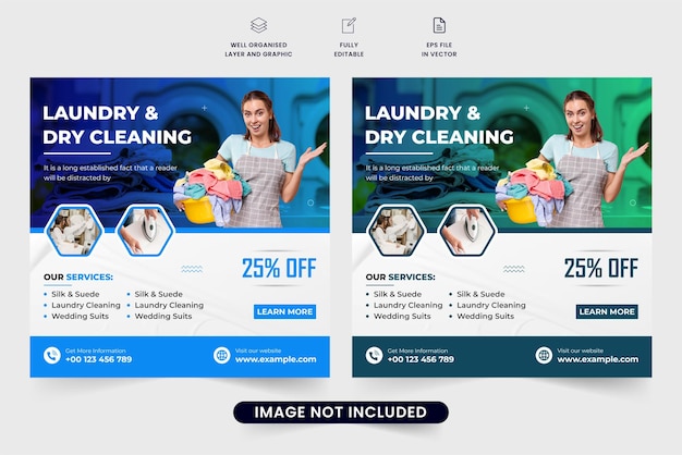 Vector special laundry cleaning service poster design for social media marketing cloth wash and dry cleaning business advertisement template vector laundry and dry cleaning social media post design