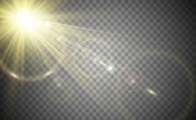 Vector special lens flash, light effect. the flash flashes rays and searchlight. illust.white glowing light. beautiful star light from the rays. the sun is backlit. bright beautiful star. sunlight. glare.